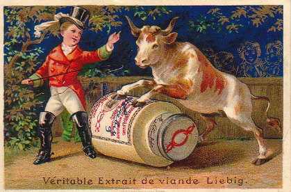 Werbung für Liebigs Fleischextrakt, Frankreich 1884.